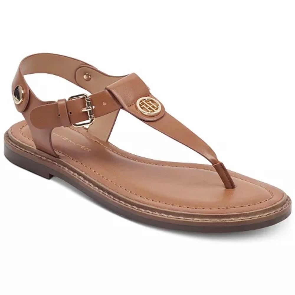 Tommy Hilfiger Tan Leather Women’s Sandals